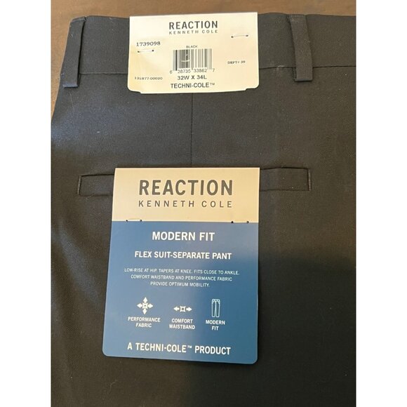 NWT Reaction Kenneth Cole Modern fit flex suit separate pant Techni-Cole 32 x 34 - Picture 6 of 8